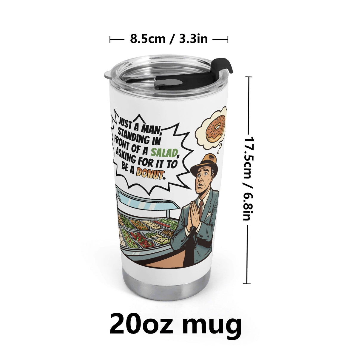 Retro Gentleman Donut Stainless Steel 20oz Travel Mug Travel Mug Tumbler Printed Offshore Retro
