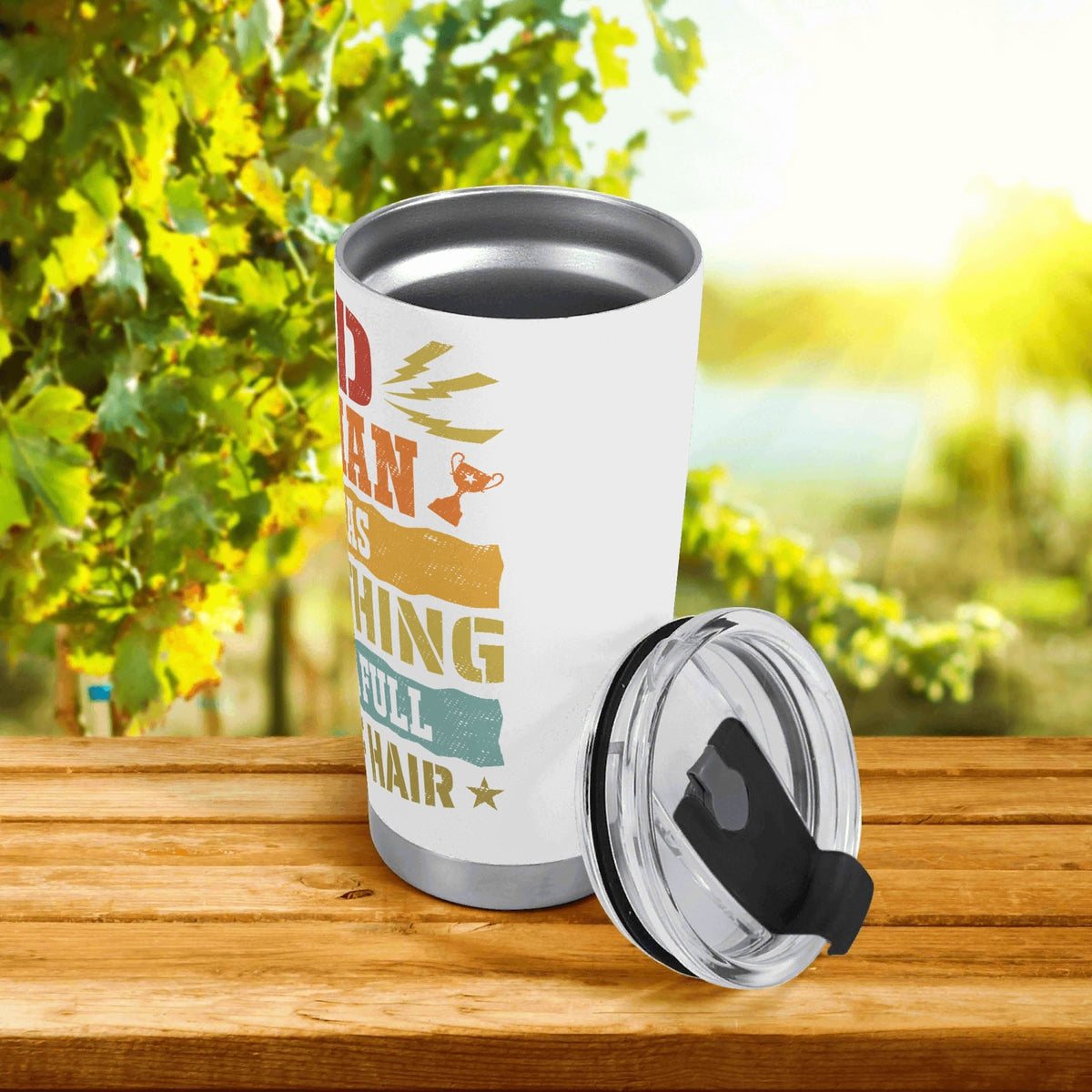 Dad The Man Who Has Everything Except A Full Head Of Hair Stainless Steel 20oz Travel Mug Travel Mug Tumbler Dad Printed Offshore