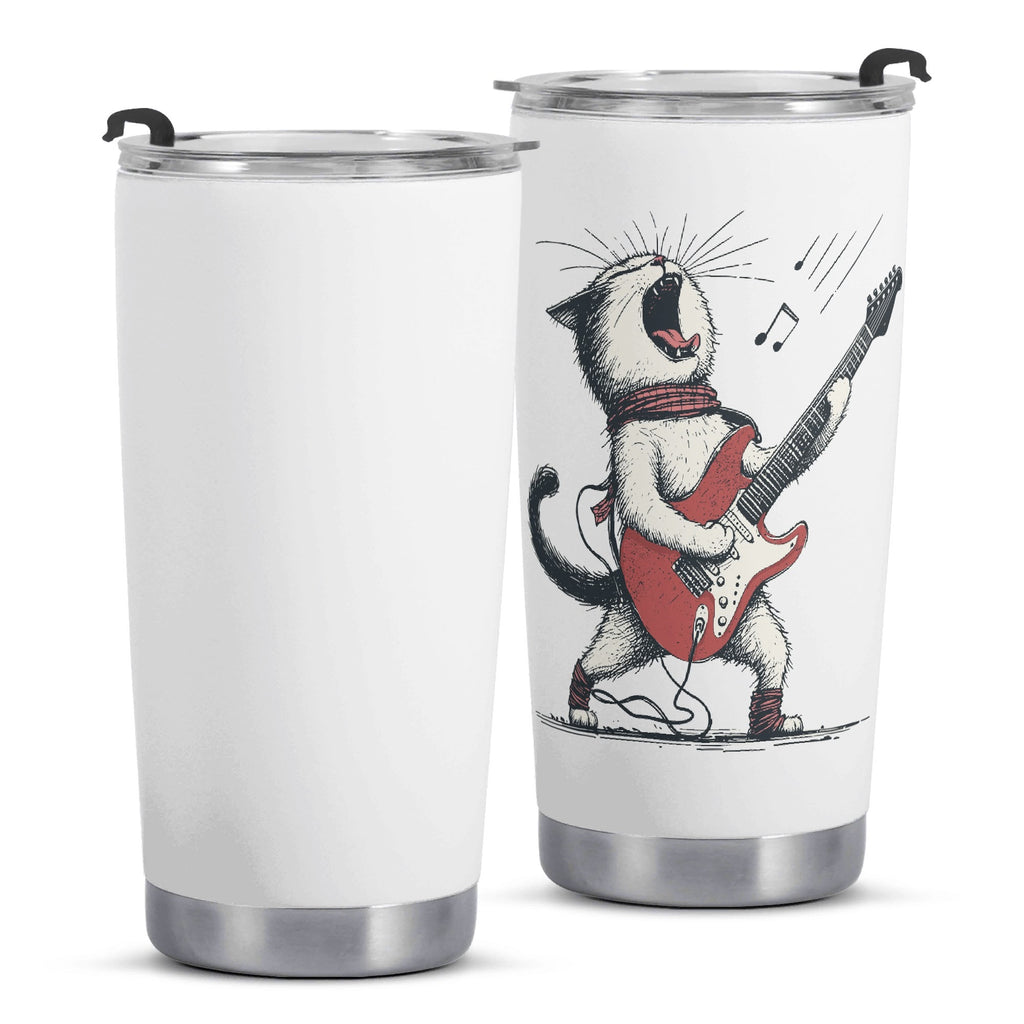 Cat Playing Guitar Stainless Steel 20oz Travel Mug Travel Mug Tumbler animal Music Printed Offshore