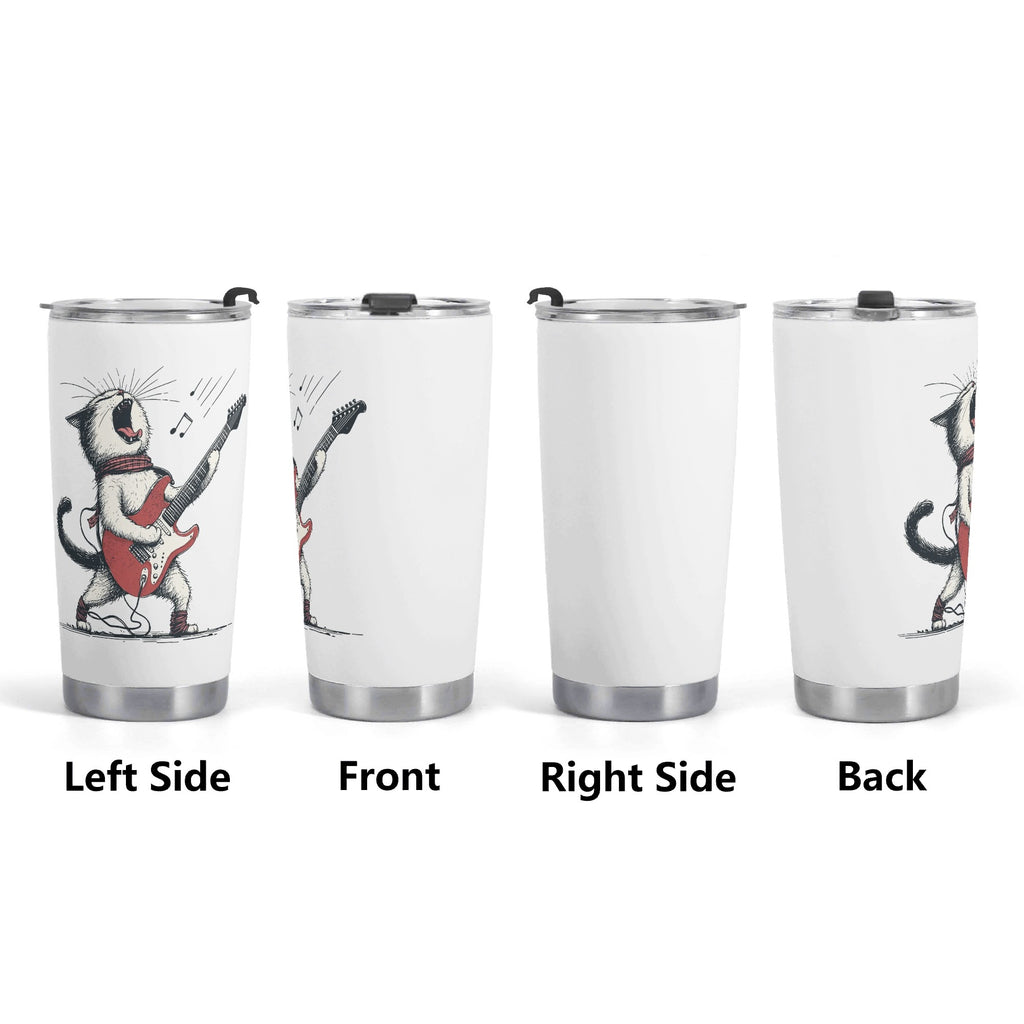 Cat Playing Guitar Stainless Steel 20oz Travel Mug Travel Mug Tumbler animal Music Printed Offshore
