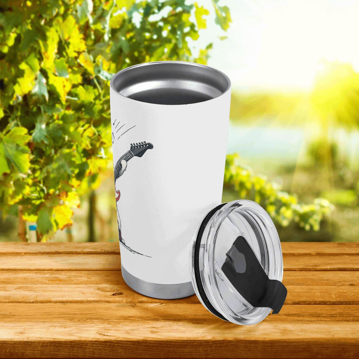 Cat Playing Guitar Stainless Steel 20oz Travel Mug Travel Mug Tumbler animal Music Printed Offshore