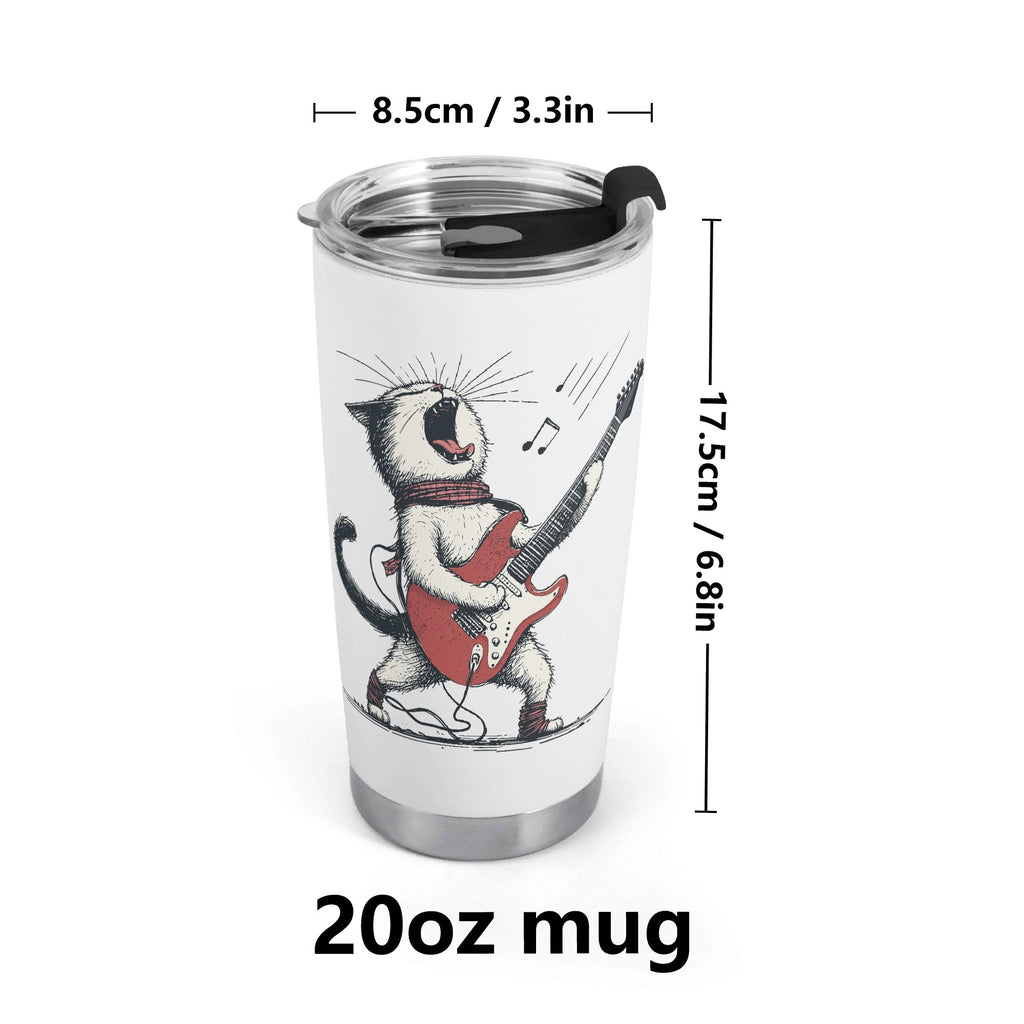 Cat Playing Guitar Stainless Steel 20oz Travel Mug Travel Mug Tumbler animal Music Printed Offshore