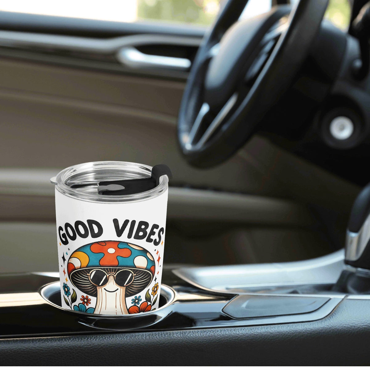 Good Vibes Only Hippie Mushroom Stainless Steel 20oz Travel Mug Travel Mug Tumbler Positivity Printed Offshore Retro
