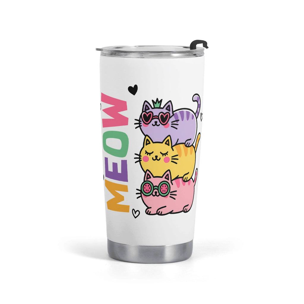 Colourful Cat Meow Stainless Steel 20oz Travel Mug Default Title Travel Mug Tumbler animal Printed Offshore