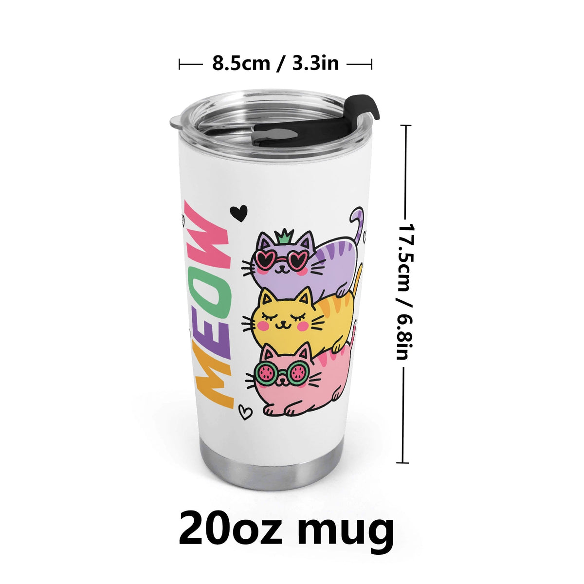 Colourful Cat Meow Stainless Steel 20oz Travel Mug Travel Mug Tumbler animal Printed Offshore