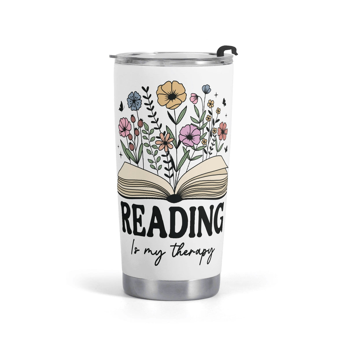 Reading Is My Therapy Stainless Steel 20oz Travel Mug Default Title Travel Mug Tumbler Printed Offshore Reading