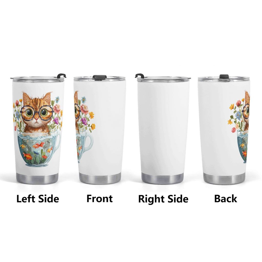 Cute Cat In A Cup Stainless Steel 20oz Travel Mug Printed Offshore