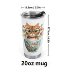 Cute Cat In A Cup Stainless Steel 20oz Travel Mug Printed Offshore