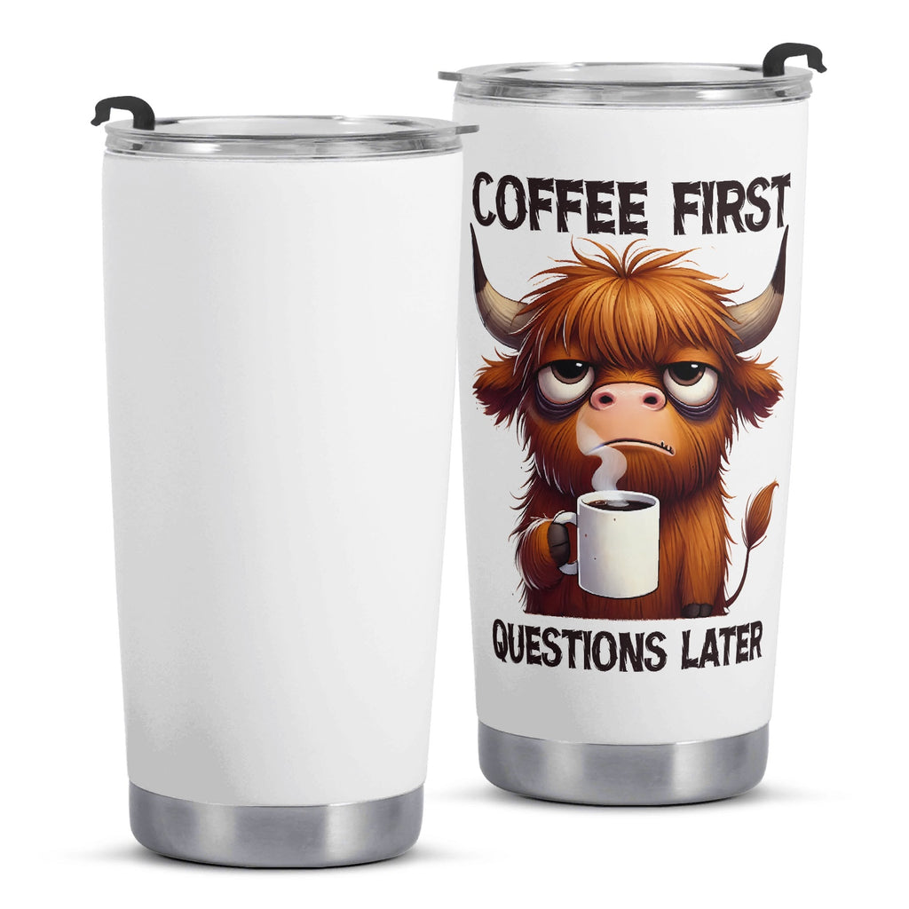 Coffee First Highland Cow Stainless Steel 20oz Travel Mug Printed Offshore