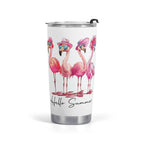 Cool Flamingos Hello Summer Stainless Steel 20oz Travel Mug Default Title Travel Mug Tumbler animal Printed Offshore Summer