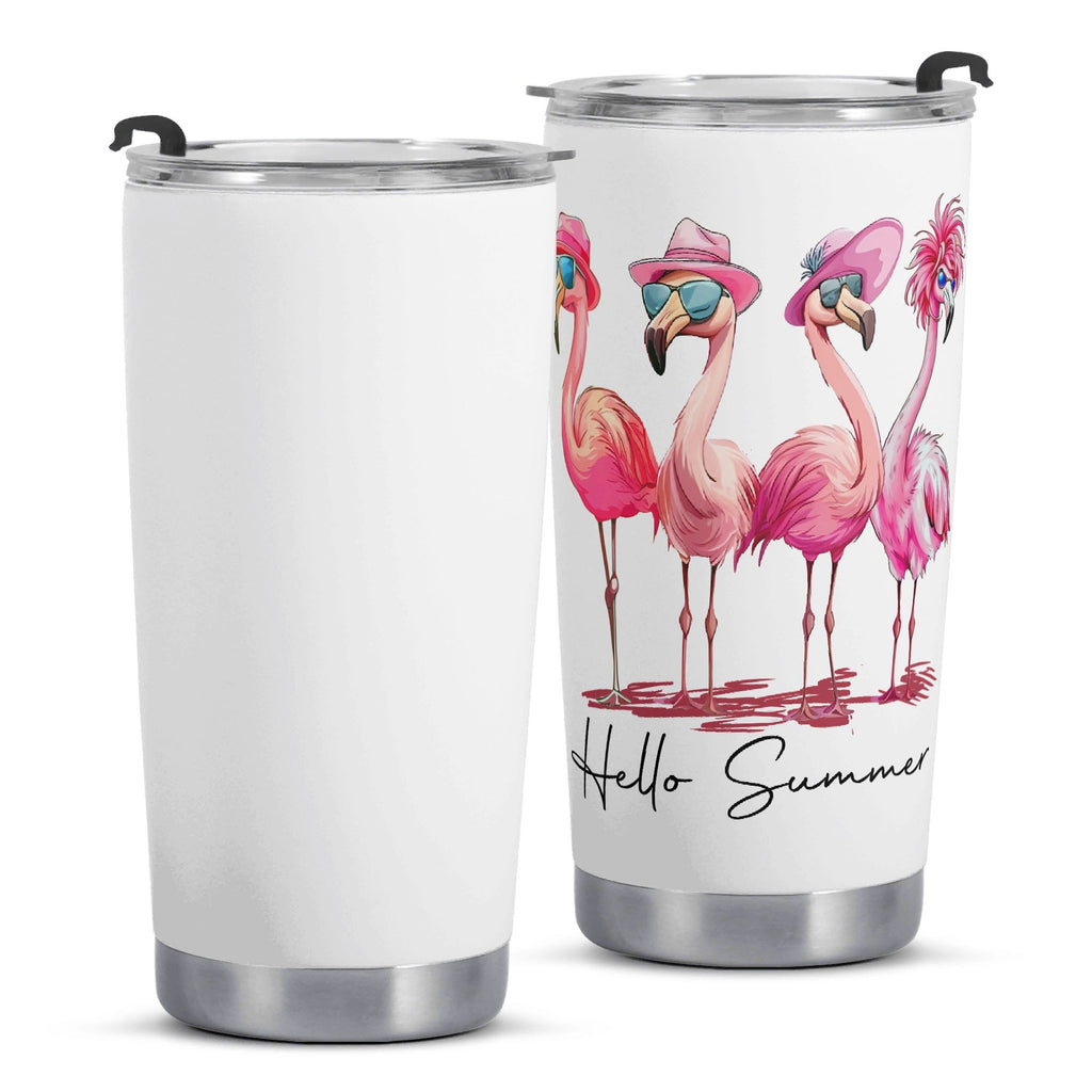 Cool Flamingos Hello Summer Stainless Steel 20oz Travel Mug Travel Mug Tumbler animal Printed Offshore Summer
