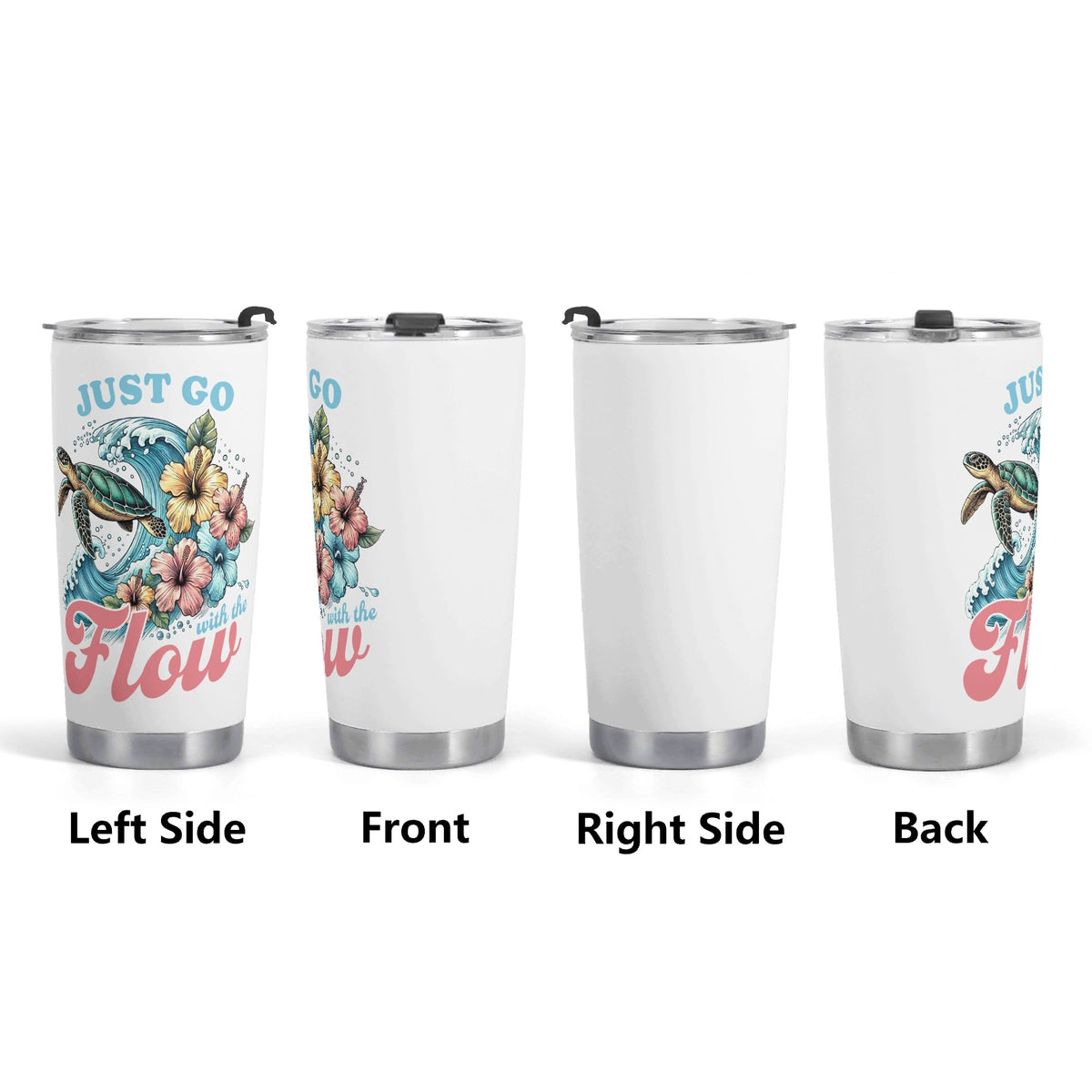Turtle Just Go With The Flow Stainless Steel 20oz Travel Mug Printed Offshore