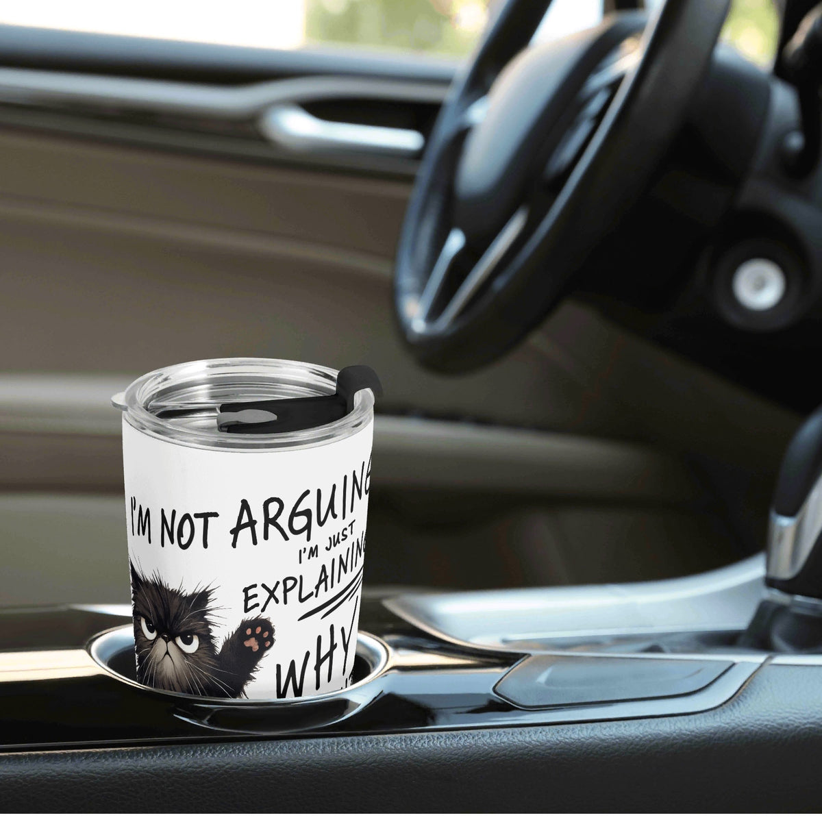 Black Cat Explaining Why Im Right Stainless Steel 20oz Travel Mug Printed Offshore