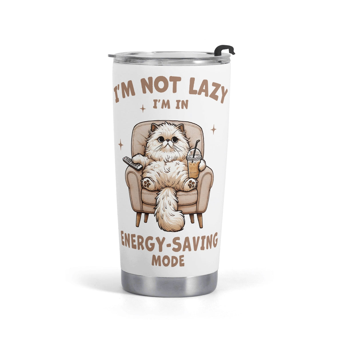 Cat Energy Saving Mode Stainless Steel 20oz Travel Mug Default Title Printed Offshore