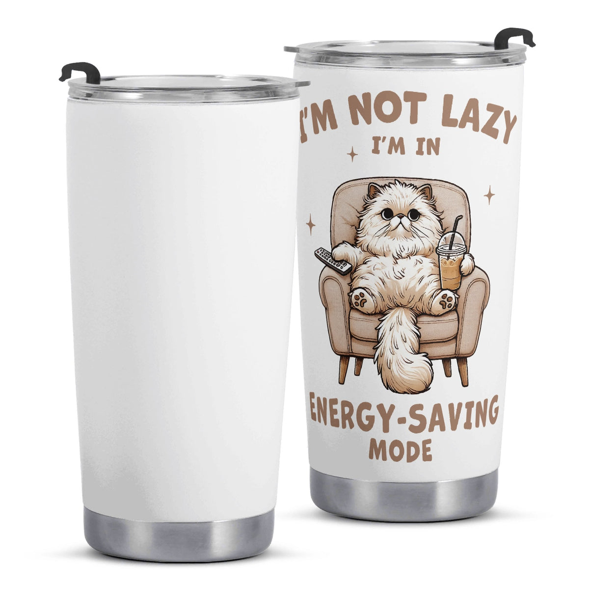 Cat Energy Saving Mode Stainless Steel 20oz Travel Mug Printed Offshore