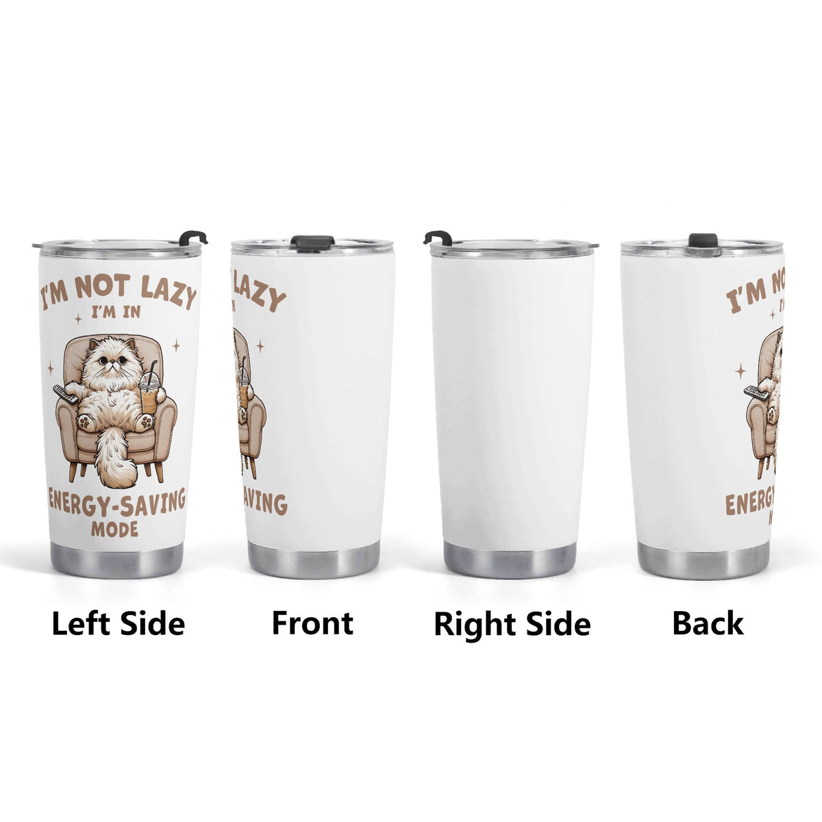 Cat Energy Saving Mode Stainless Steel 20oz Travel Mug Printed Offshore