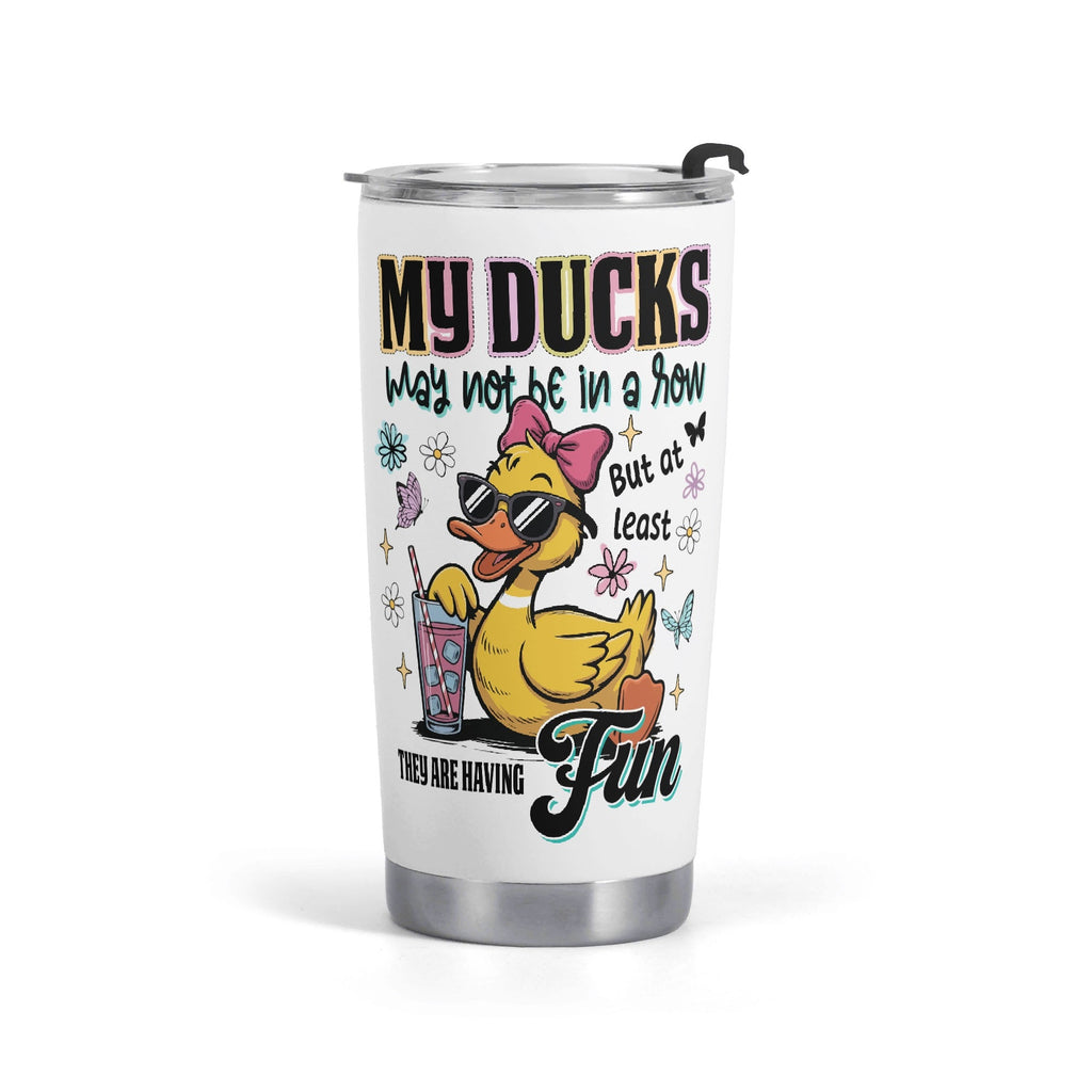Ducks Are Not In A Row Stainless Steel 20oz Travel Mug Default Title Printed Offshore