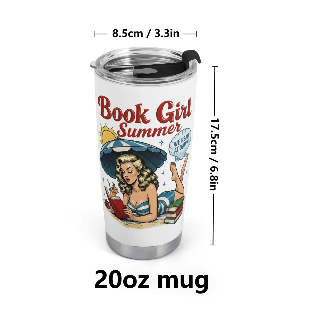 Book Girl Summer Stainless Steel 20oz Travel Mug Printed Offshore