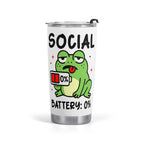 Social Battery Frog Stainless Steel 20oz Travel Mug Default Title Printed Offshore
