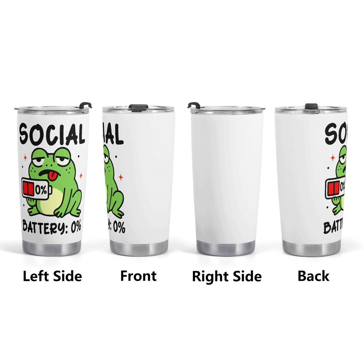 Social Battery Frog Stainless Steel 20oz Travel Mug Printed Offshore