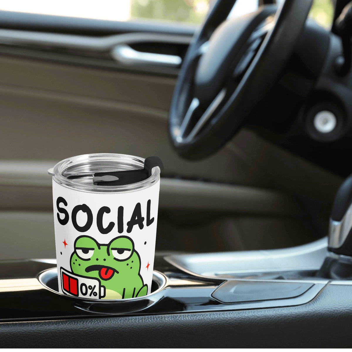Social Battery Frog Stainless Steel 20oz Travel Mug Printed Offshore