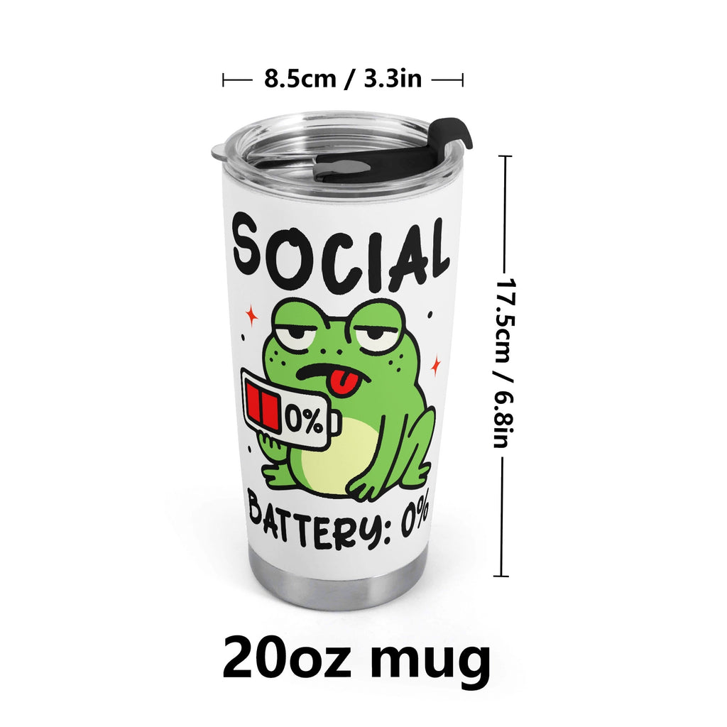 Social Battery Frog Stainless Steel 20oz Travel Mug Printed Offshore