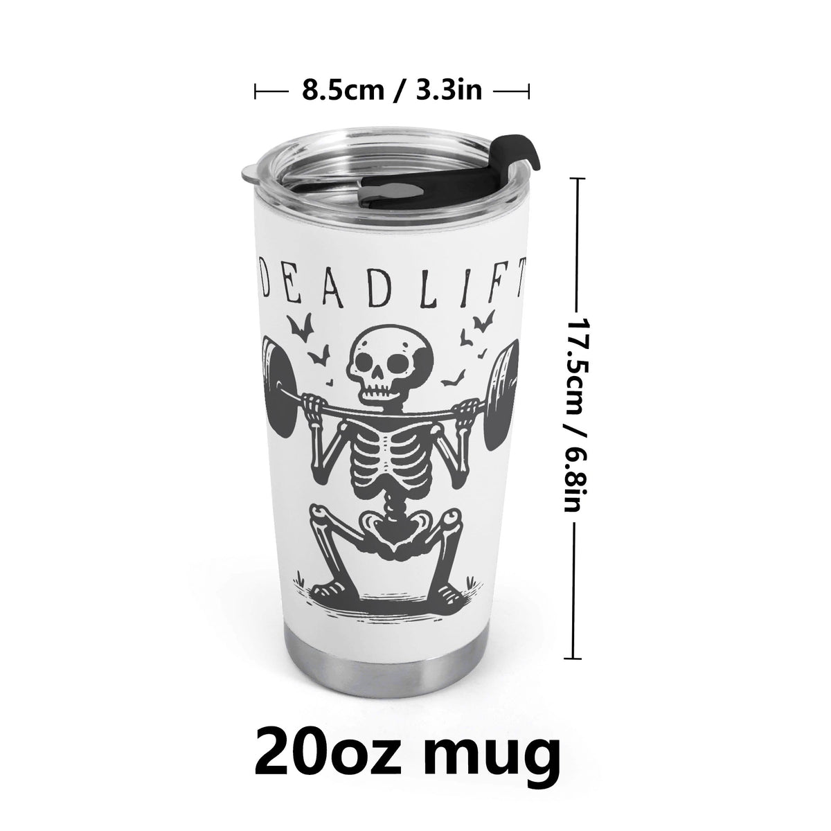 Deadlift Skeleton Stainless Steel 20oz Travel Mug Travel Mug Tumbler Fitness Printed Offshore