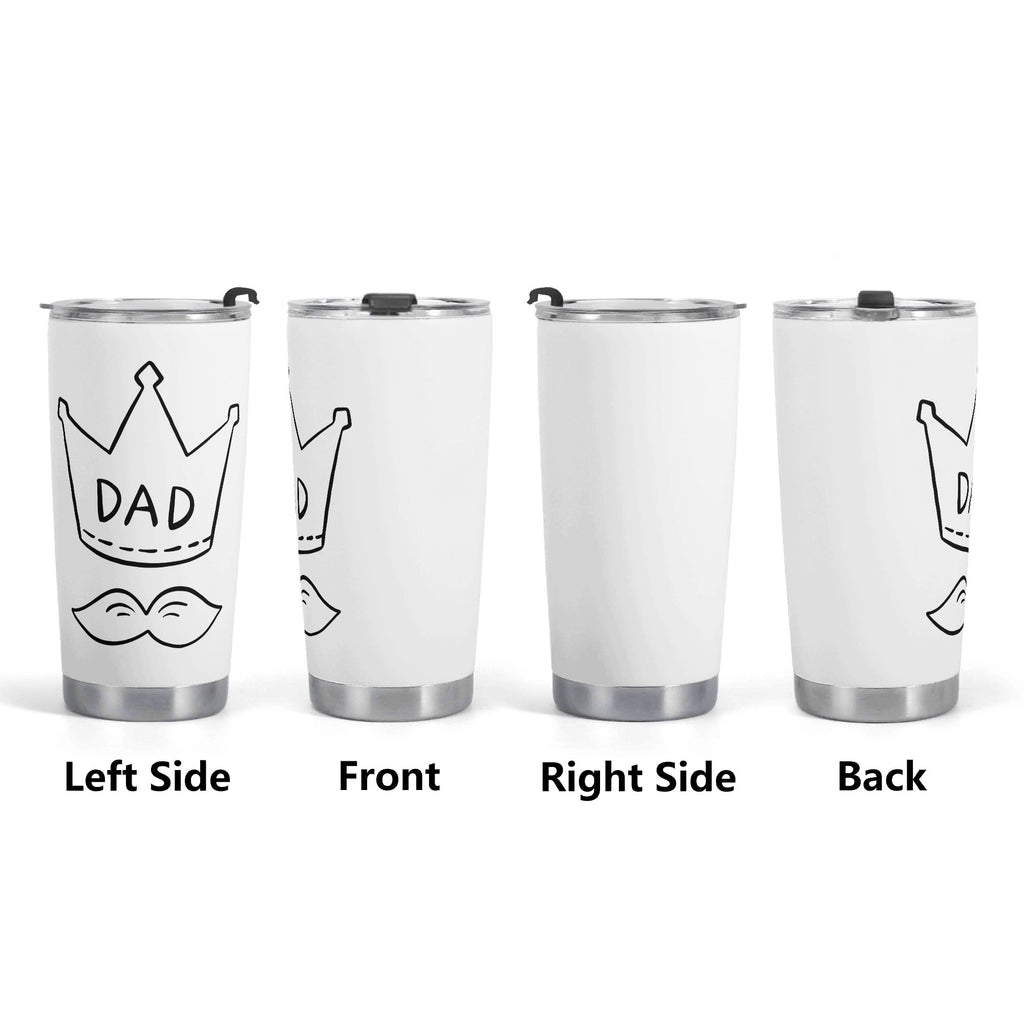 Dad Crown And Moustache Stainless Steel 20oz Travel Mug Printed Offshore