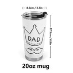 Dad Crown And Moustache Stainless Steel 20oz Travel Mug Printed Offshore