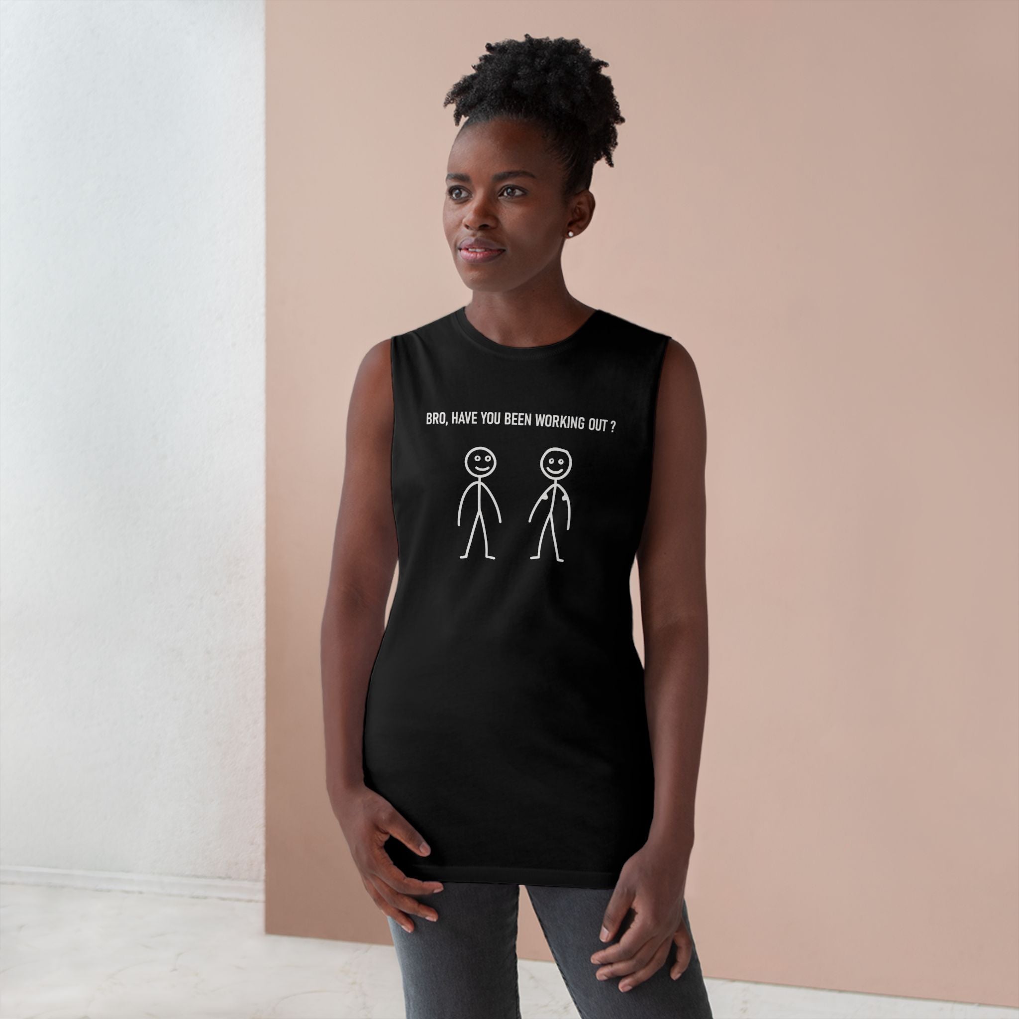 Bro, Have You Been Working Out? Stick Figure Muscles - Unisex Barnard Tank