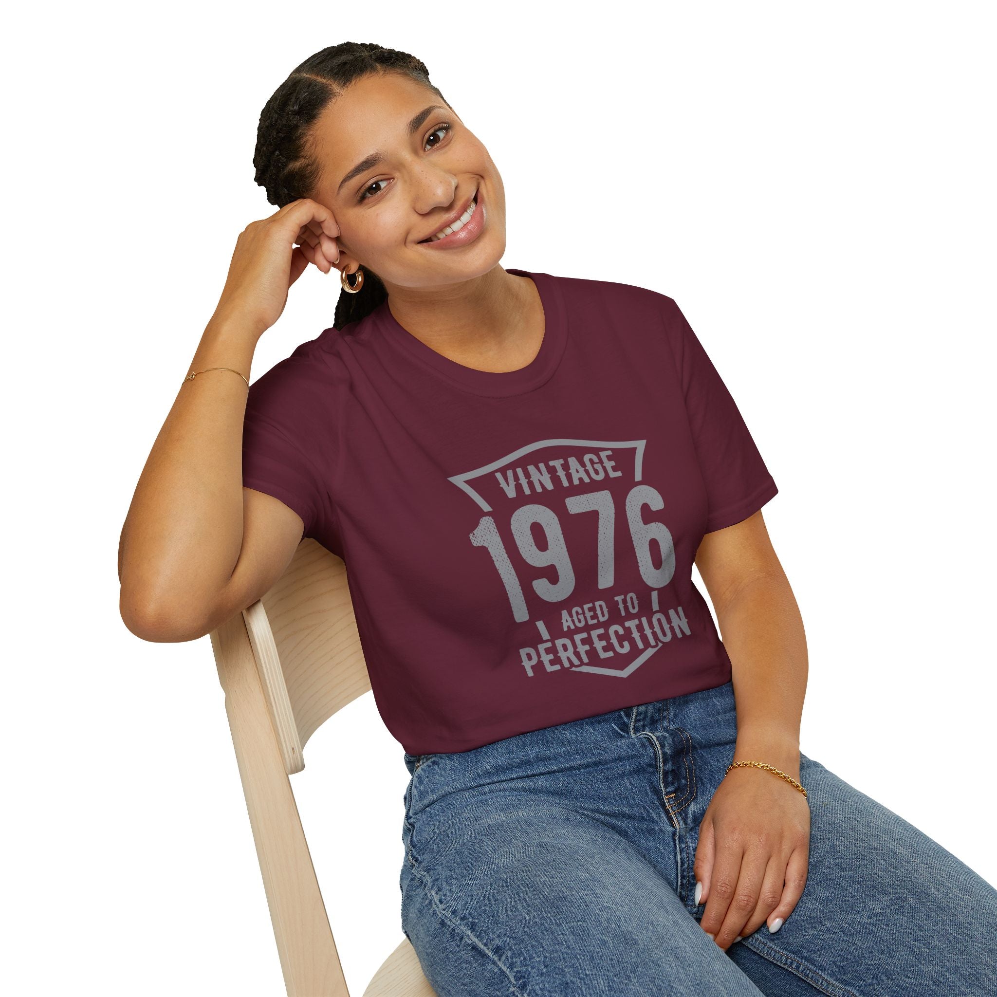 Turning 50, Vintage 1976, Aged To Perfection - Unisex Softstyle T-Shirt