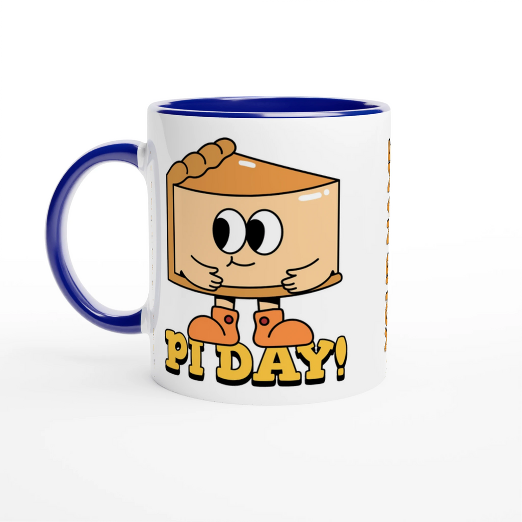 Personalised - Pi Day - White 11oz Ceramic Mug with Colour Inside Ceramic Blue Personalised 11oz Mug customise Globally Fulfilled Maths personalise Science