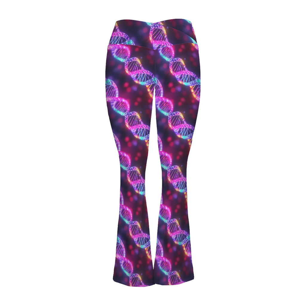 DNA Glow High Waist Crossover Tummy Control Flare Leggings High Waist Flare Leggings Printed Offshore Science