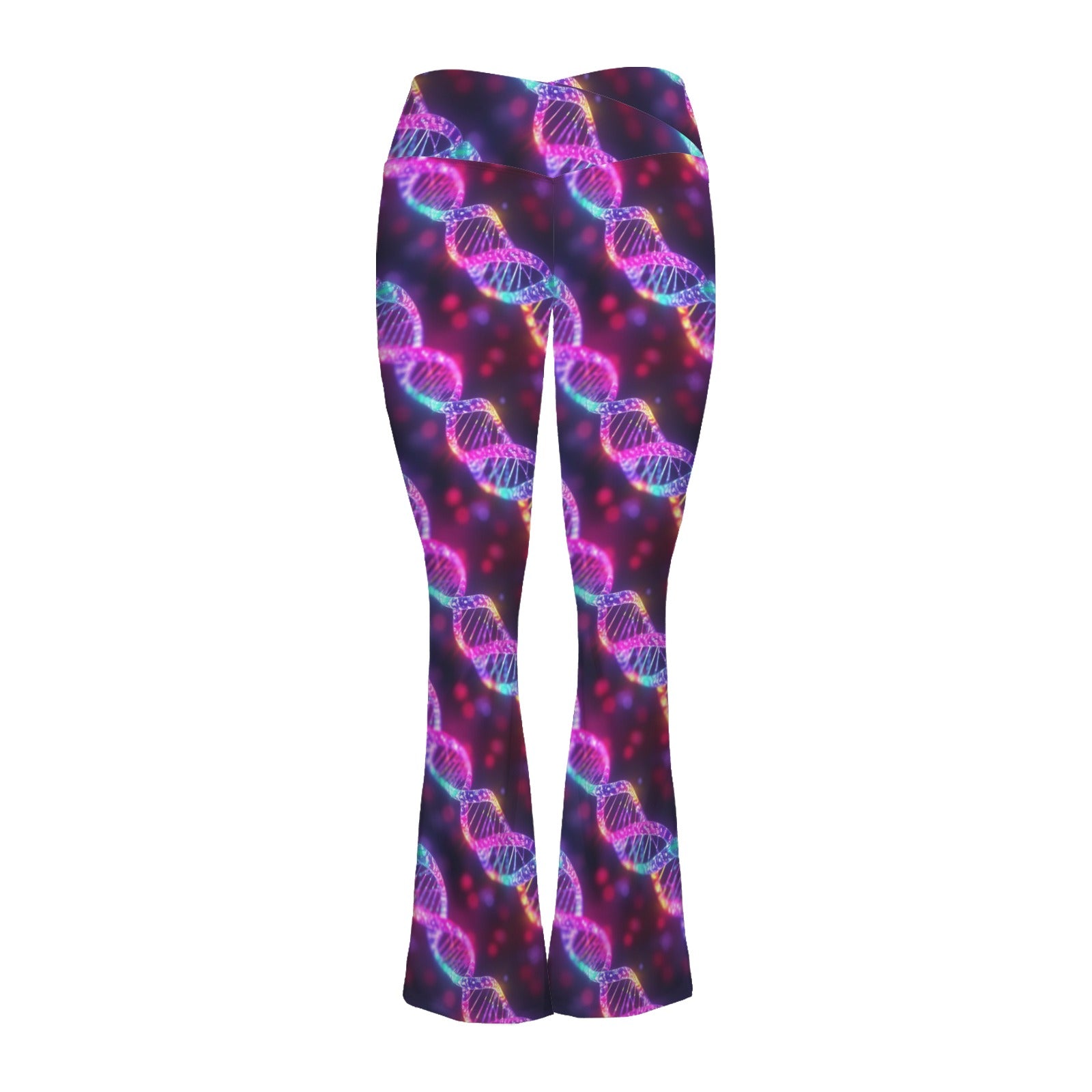DNA Glow High Waist Crossover Tummy Control Flare Leggings High Waist Flare Leggings Printed Offshore Science