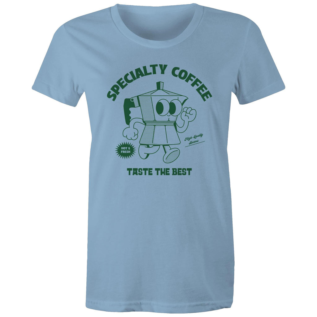 Specialty Coffee - Womens T-shirt Carolina Blue Womens T-shirt Coffee Printed In Australia