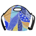 Blue Swirl Neoprene Lunch Bag/Large (Model 1669) One Size Neoprene Lunch Bag Printed Offshore