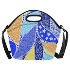 Blue Swirl Neoprene Lunch Bag/Large (Model 1669) One Size Neoprene Lunch Bag Printed Offshore