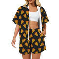 Pizzas Women's Windbreaker Short Set 2XL Women's Windbreaker Short Set Food Printed Offshore