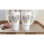 Personalise - Mother Heart Message - White Latte 17oz Ceramic Mug Personalised Latte Mug customise Globally Fulfilled Love Mum Name personalise