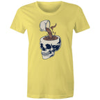 Coffee Skull - Womens T-shirt Yellow Womens T-shirt Coffee Printed In Australia