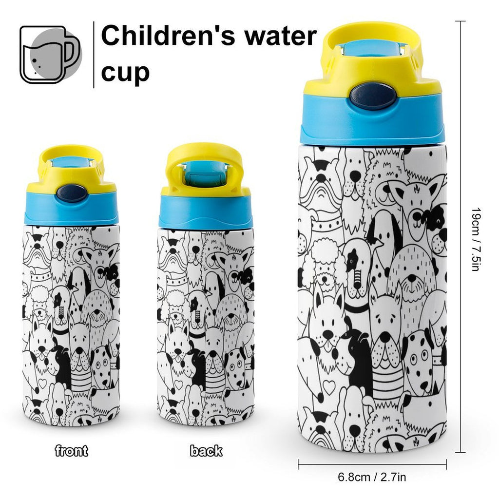 Dogs In Black And White - Little Kids Water Bottle Little Kids Water Bottle animal Printed Offshore