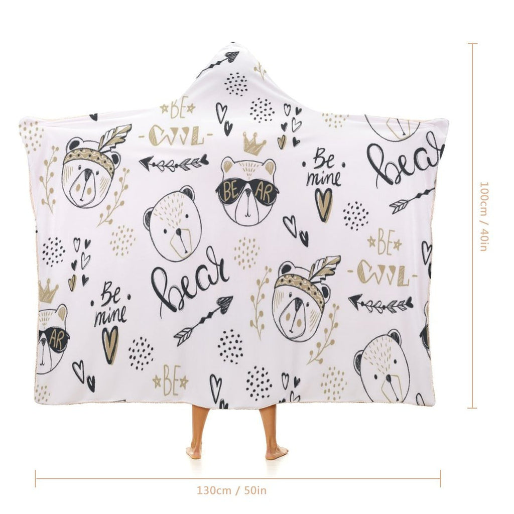 Bears Kids Hooded Blanket 100cm x 130cm Kids Hooded Blanket animal Printed Offshore