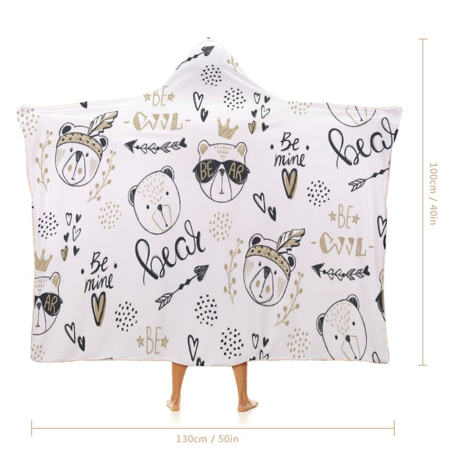Bears Kids Hooded Blanket 100cm x 130cm Kids Hooded Blanket animal Printed Offshore