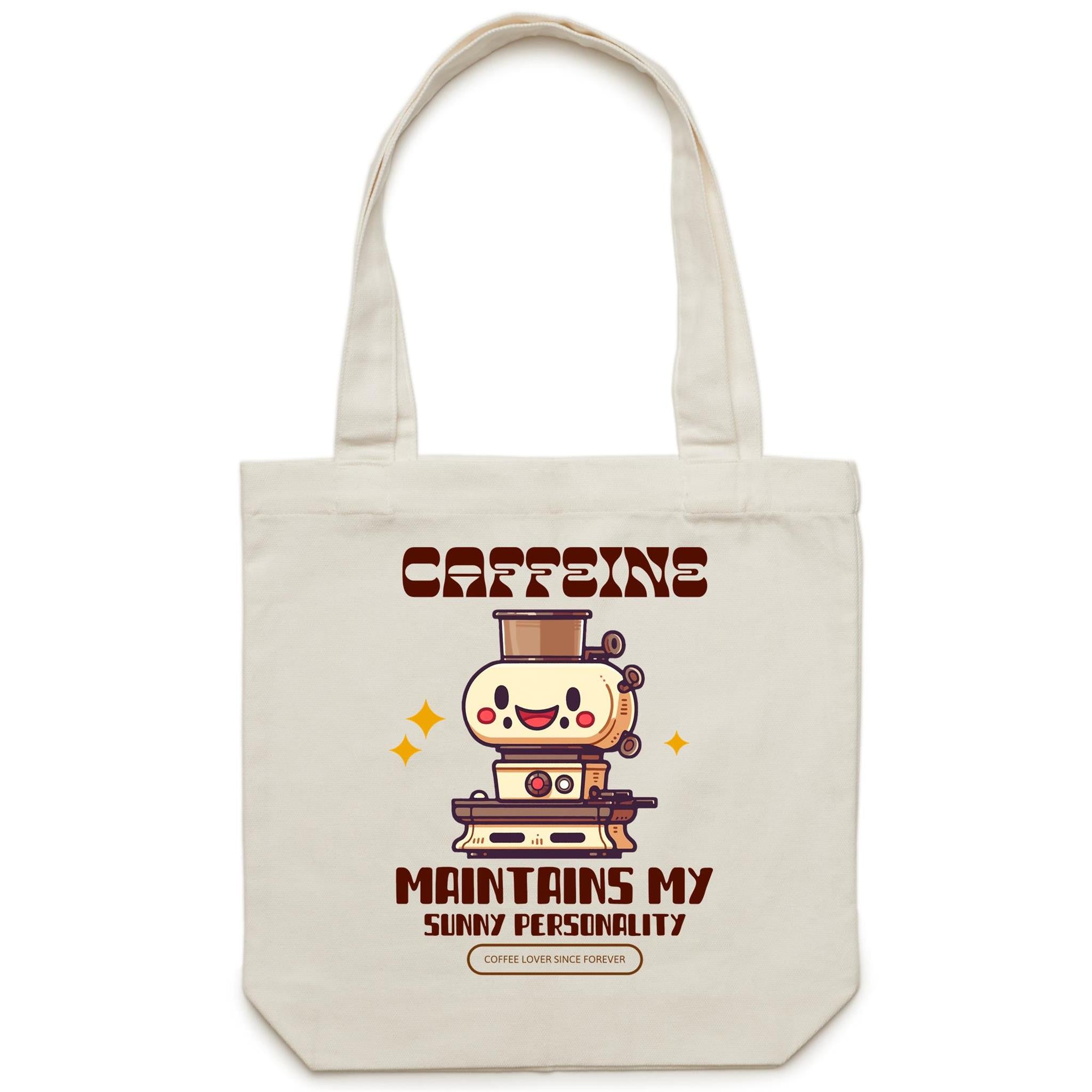 Caffeine Maintains My Sunny Personality - Canvas Tote Bag Default Title Tote Bag Printed In Australia