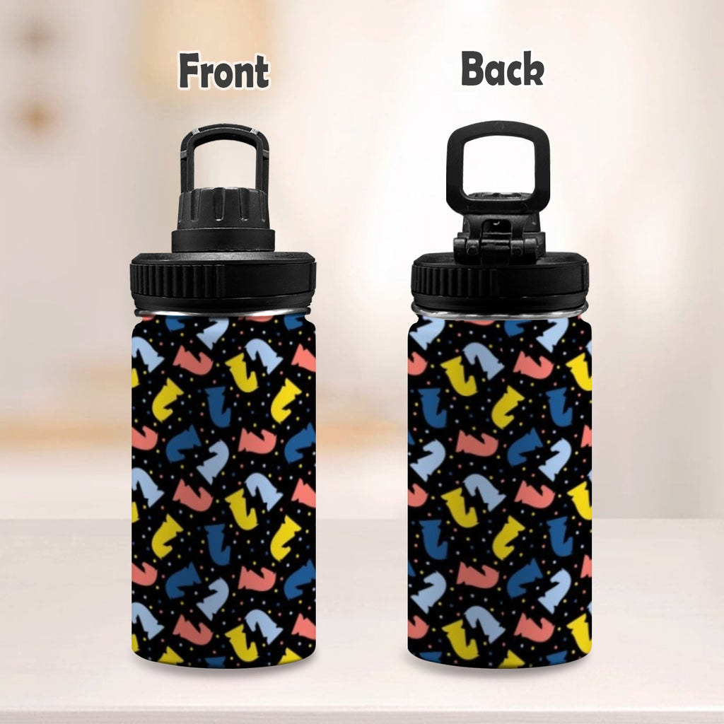 Colourful Chess Kids Water Bottle with Chug Lid (12 oz) Kids Water Bottle with Chug Lid Chess Games Printed Offshore