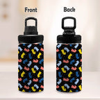 Colourful Chess Kids Water Bottle with Chug Lid (12 oz) Kids Water Bottle with Chug Lid Chess Games Printed Offshore