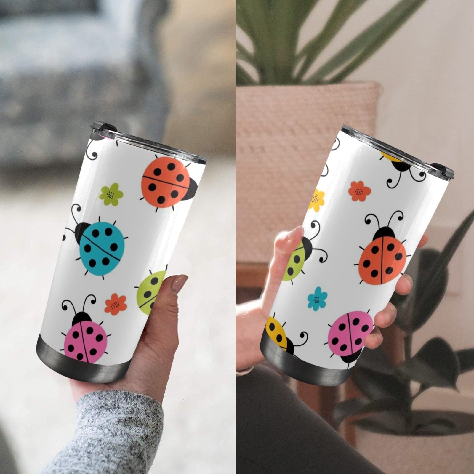 Ladybugs - 20oz Mobile Tumbler with Lid (Black Lock) 20oz Travel Mug animal Printed Offshore