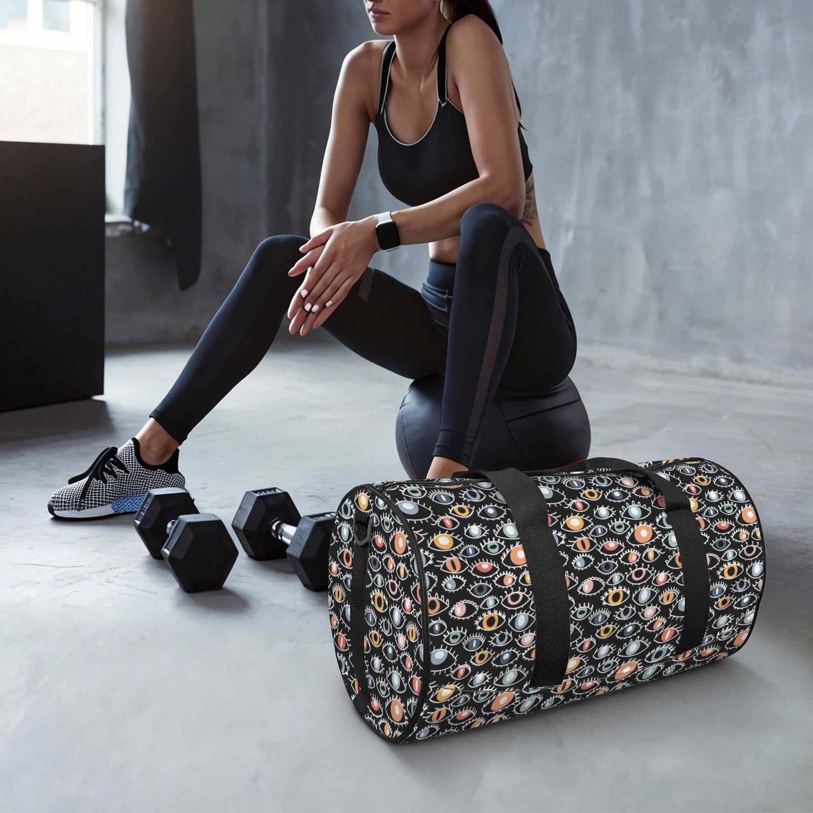 Eyes On Black Duffle Bag Duffle Bag Printed Offshore