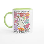 Sorry I'm Late, I Was Dilly Dallying - White 11oz Ceramic Mug with Colour Inside Ceramic Green Colour 11oz Mug animal Globally Fulfilled