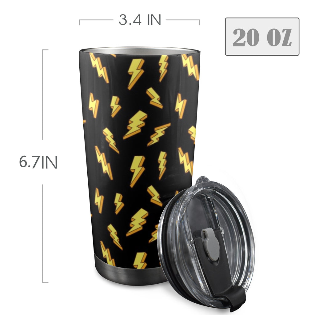 Lightning Bolts - 20oz Mobile Tumbler with Lid (Black Lock) 20oz Travel Mug comic Printed Offshore